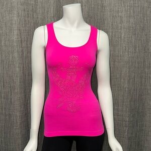 NWOT Neon Pink Ribbed Seamless Embellished Tank Top S
